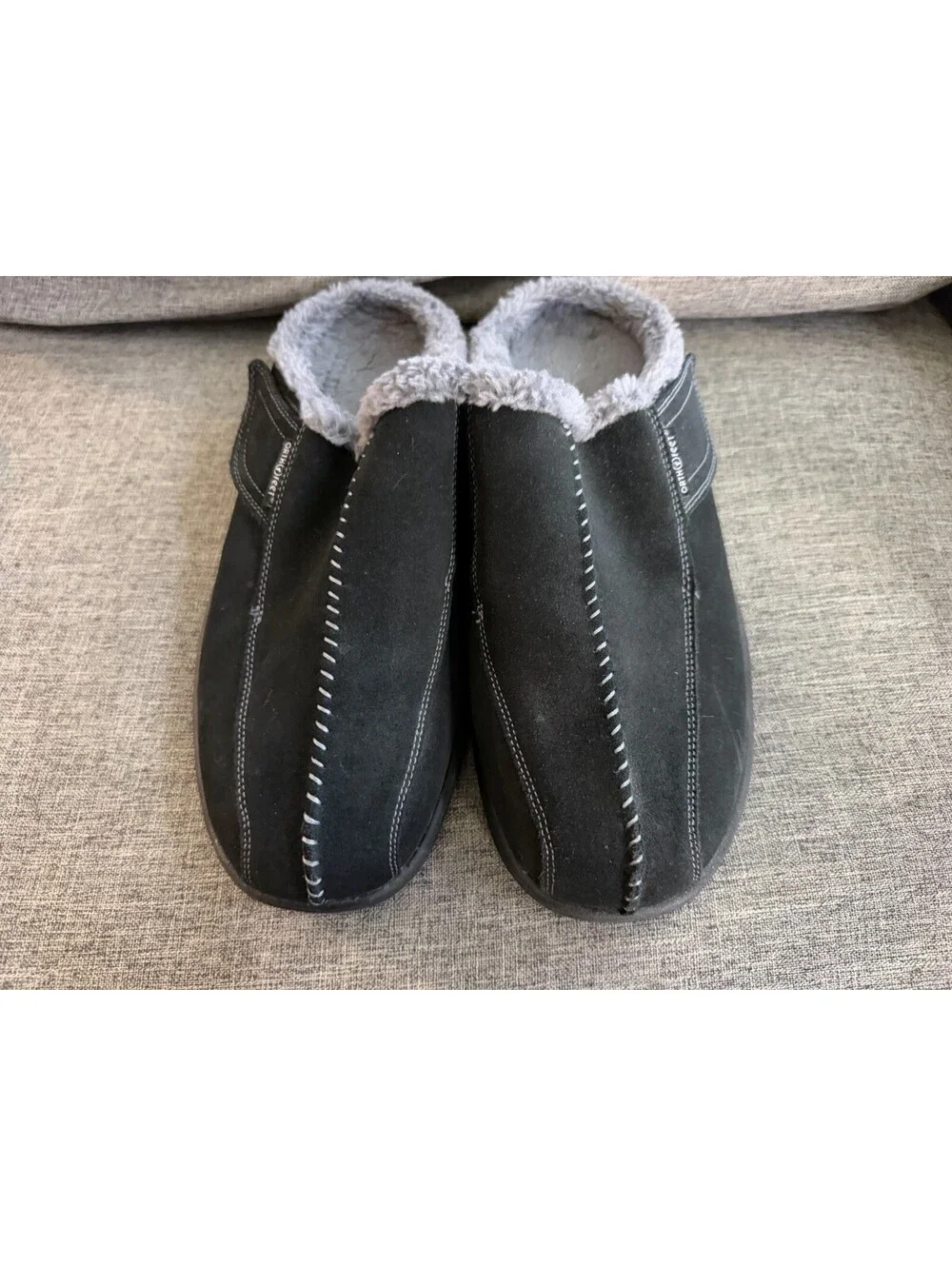 Orthofeet Asheville Mens Size 10 Wide Black Suede Orthopedic Clog Slippers